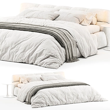 Luxurious Bed & Nightstand Set 3D model image 1 