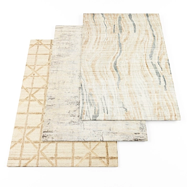 Modern High Resolution Rugs: 4-Pack 3D model image 1 