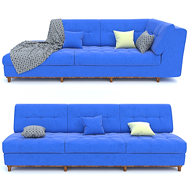 Velvet Blue Sofa 002 3D model image 1 