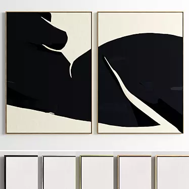 Elegant Frame Collection: Set of 2 Paintings, 5 Material Options 3D model image 1 