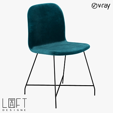 Modern Metal and Fabric Chair 3D model image 1 