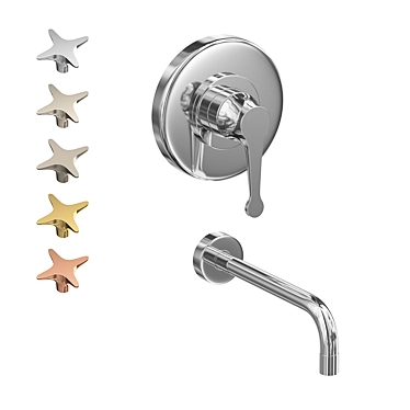 Stella 130 Wall Mount Washbasin Mixer 3D model image 1 