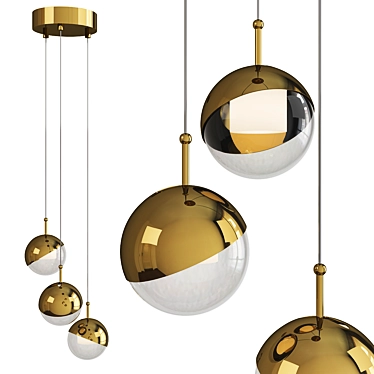 Sleek Brass Dora Pendant Light 3D model image 1 