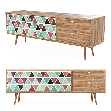 Scandinavian Chest of Drawers "Berber" | 2 Drawers, 2 Doors (579145) 3D model image 1 