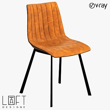 Modern Metal Chair with Eco-Leather and Fabric Upholstery 3D model image 1 