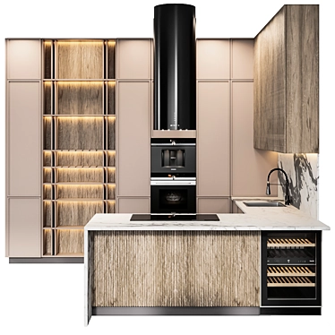 Modern Kitchen Design: Easy Resize, Versatile in Any Project 3D model image 1 