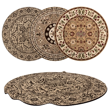 Round Rug Set: VRayFur, V-Ray & Corona Materials 3D model image 1 