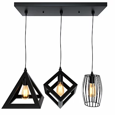 Nordic Pyramid Black Pendant Light 3D model image 1 