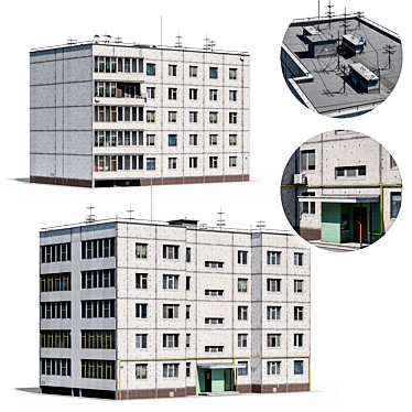 Soviet Panel House 121-14 (Low Poly) 3D model image 1 