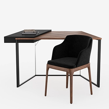 Modern Writing Set: LUVRA Desk and AF_KEDA Chair 3D model image 1 