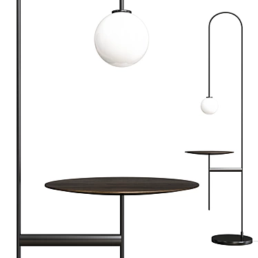 Modern Floor Lamp with Integrated Table 3D model image 1 