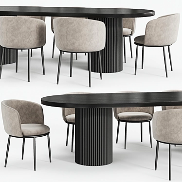 Sophisticated Dining Set: GLOBEWEST Benjamin Ripple Table & Eichholtz Filmore Chair 3D model image 1 