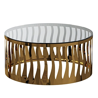 Elegant Gold Glass Wave Coffee Table 3D model image 1 