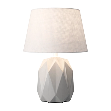Modern Ceramic Table Lamp - Grey Base, Beige Fabric Shade 3D model image 1 