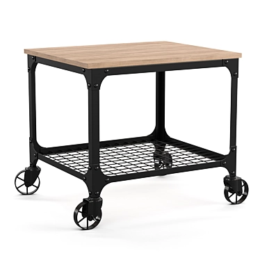 Industrial Style Rolling Bar Cart 3D model image 1 