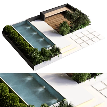 Outdoor Oasis: Furniture, Pool & Backyard 3D model image 1 