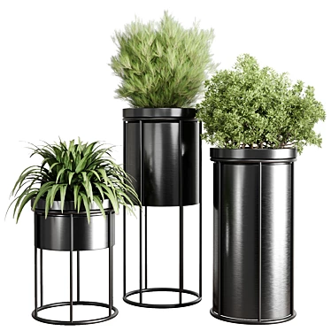 Metal Vase Plant Stand: Stylish Indoor/Outdoor Collection 3D model image 1 