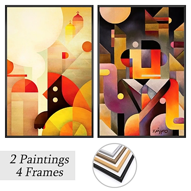 Gallery Set: Paintings & Frames 3D model image 1 
