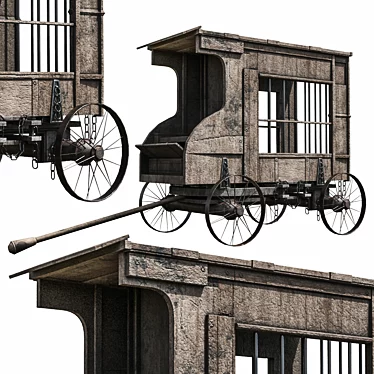 Medieval Carriage C1: Lowpoly Elegance 3D model image 1 