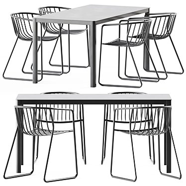 Sleek Nude Ar Table & Chair 3D model image 1 