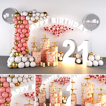 Sparkling Birthday Balloon Decor 3D model image 1 