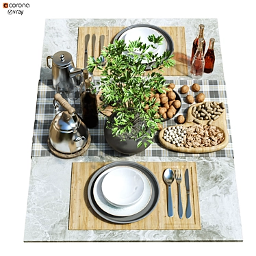 Elegant Tableware Set 161 3D model image 1 