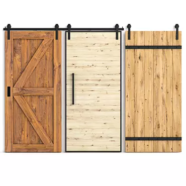 Rustic Sliding Barn Doors 3D model image 1 