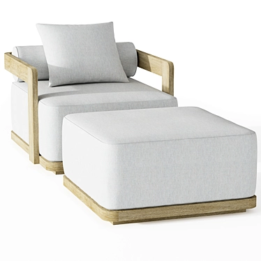 Modern Teak Lounge Chair: RH Prado 3D model image 1 