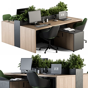 Green Oasis: Office Furniture with Plant Box 3D model image 1 