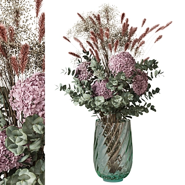 Elegant Dried Flower Bouquet 3D model image 1 