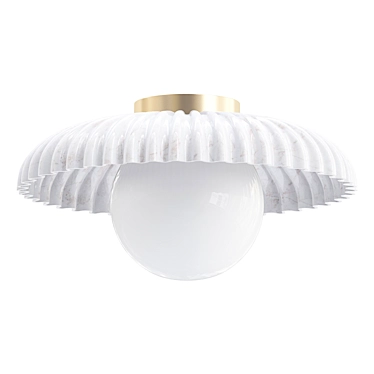 Elegant Fluted Marble Flush Mount 3D model image 1 