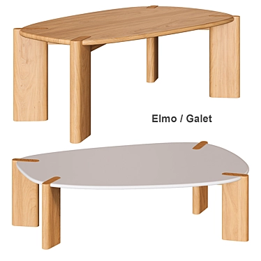 Elmo Galet Coffee Table: Organic Form, Solid Oak 3D model image 1 