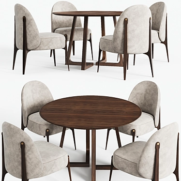 Elegant Cress Round Table and Ames Chair 3D model image 1 
