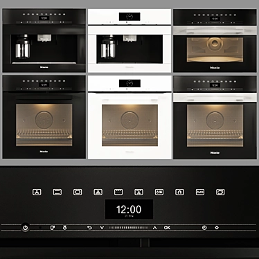 Sleek White Handleless Oven with BrilliantLight 3D model image 1 