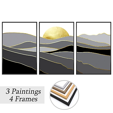 Elegant Wall Art Set with Multiple Frames 3D model image 1 