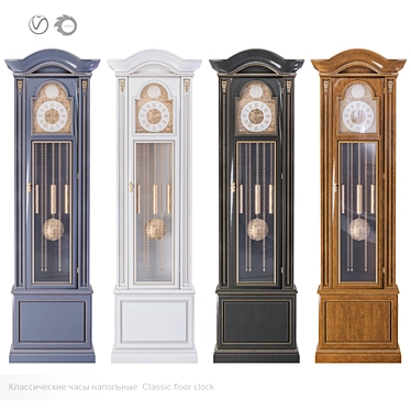 Elegant Brass-Plated Grandfather Clock 3D model image 1 