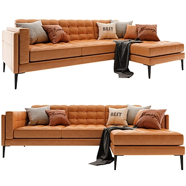 Mod Leather L-Shape Sofa 3D model image 1 