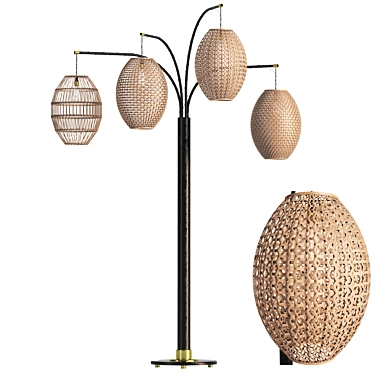 Natural Wicker Floor Lamp 3D model image 1 