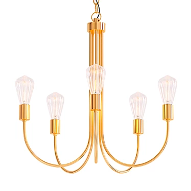 Glam Gold Chandelier: Modern 5-Light 3D model image 1 