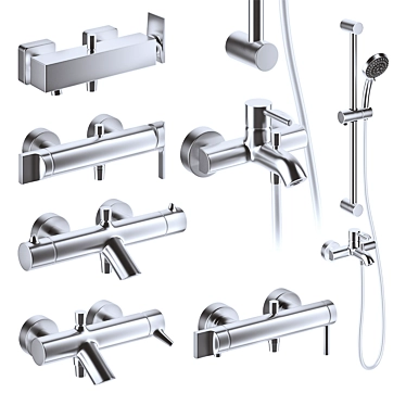 Vitra Shower Faucets: Elegant Design, Rubber Hose 3D model image 1 