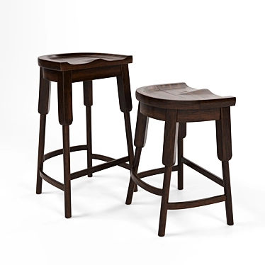 English Pub Style Bar Chair 3D model image 1 