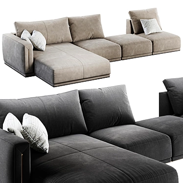 Luxury Longhi Atar Sofa: Soft Leather or Fabric Options 3D model image 1 