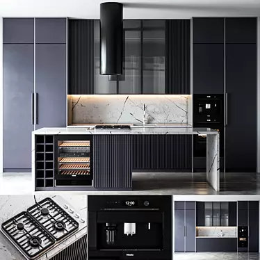 Modern Kitchen Kit - Miele Appliances 3D model image 1 