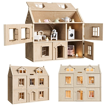 Plywood Dollhouse: Interactive Design 3D model image 1 