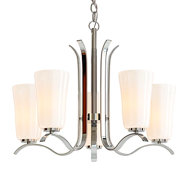 Sleek Brushed Nickel Chandelier 3D model image 1 