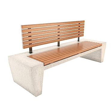 Elegant Concrete Garden Bench 3D model image 1 