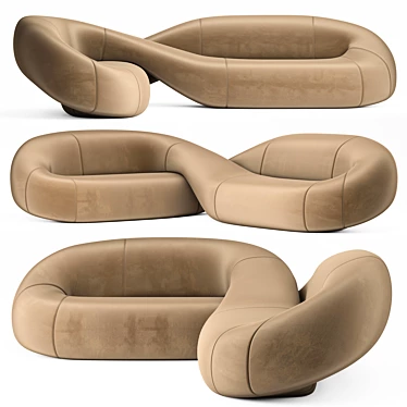 Natuzzi Infinito Modern X-Form Sofa 3D model image 1 