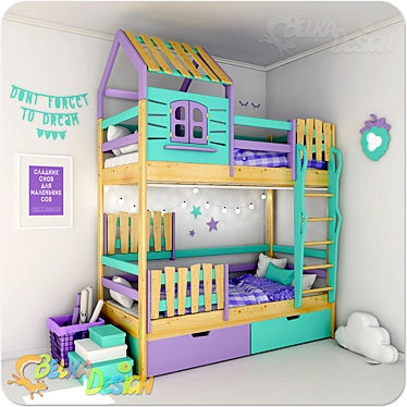 Country House Bunk Bed 3D model image 1 