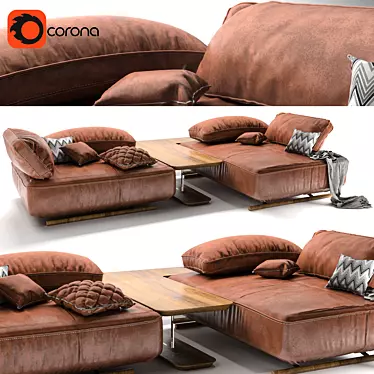 Natuzzi Cava Leather Sofa 3D model image 1 