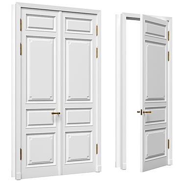 Classic Panelled Door with Brass Hardware 3D model image 1 